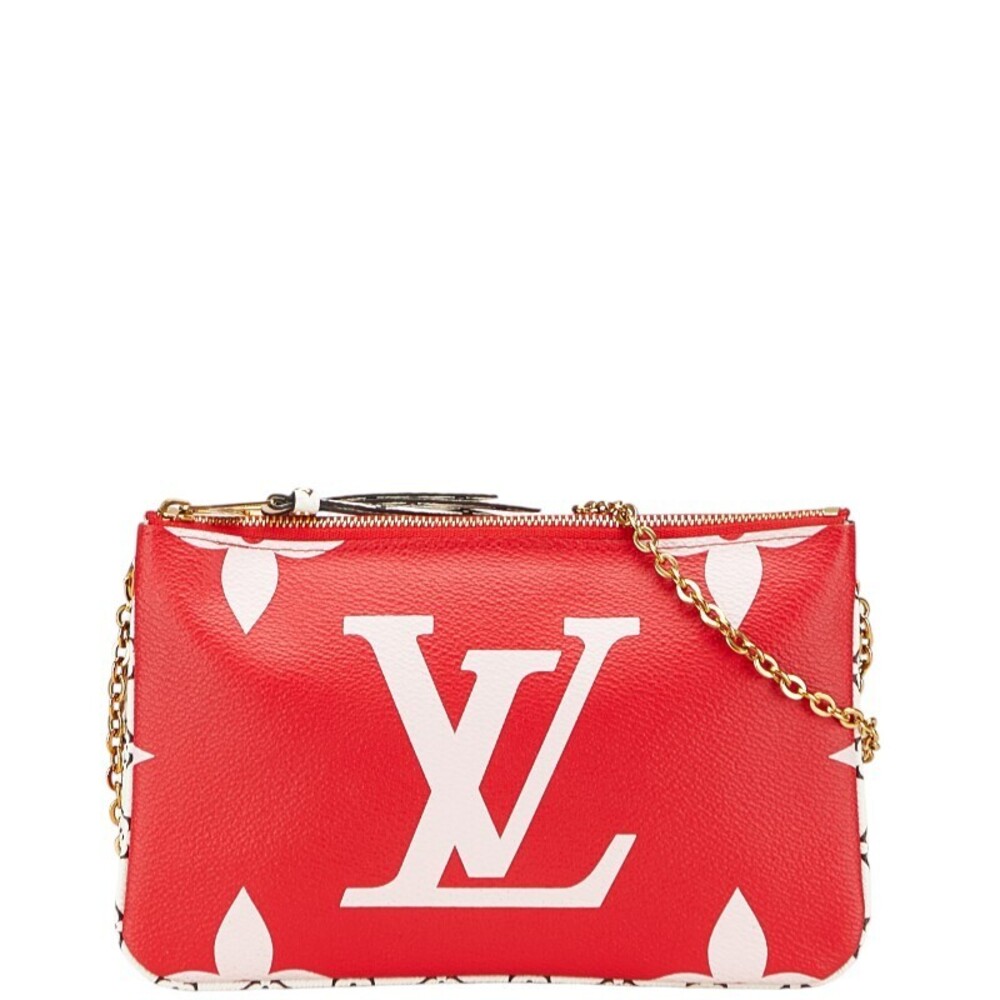 Louis Vuitton Giant Double Zip Chain Shoulder Bag Rouge Red Pink - Picture 1 of 8